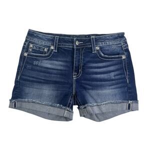 Women's Miss Me Embellished Pockets Flower Jean Denim Mid-Short Size 31 M3337D